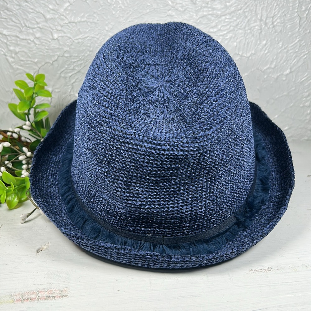 Blue Fedora Hat w/ Fringe detail accent Unisex Styling - Picture 4 of 11